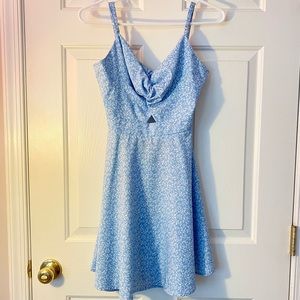 SHEIN• Blue Floral Dress Adjustable Straps Ties in Back Cut Out in Front Size- S
